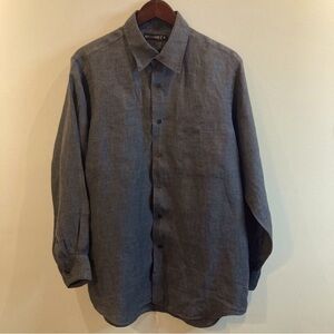 HOLT RENFREW Sz M 100% Linen Button  Down Shirt